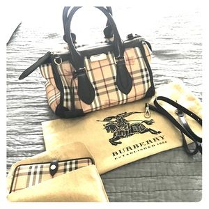Burberry bag and matching Burberry wallet.